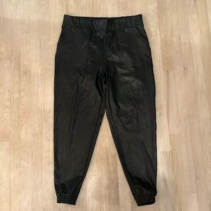 Spanx Black Faux Leather Joggers Size 1X